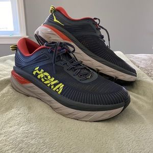 Mens Hoka one/one. Size 10 US Navy/Red/Lime Green